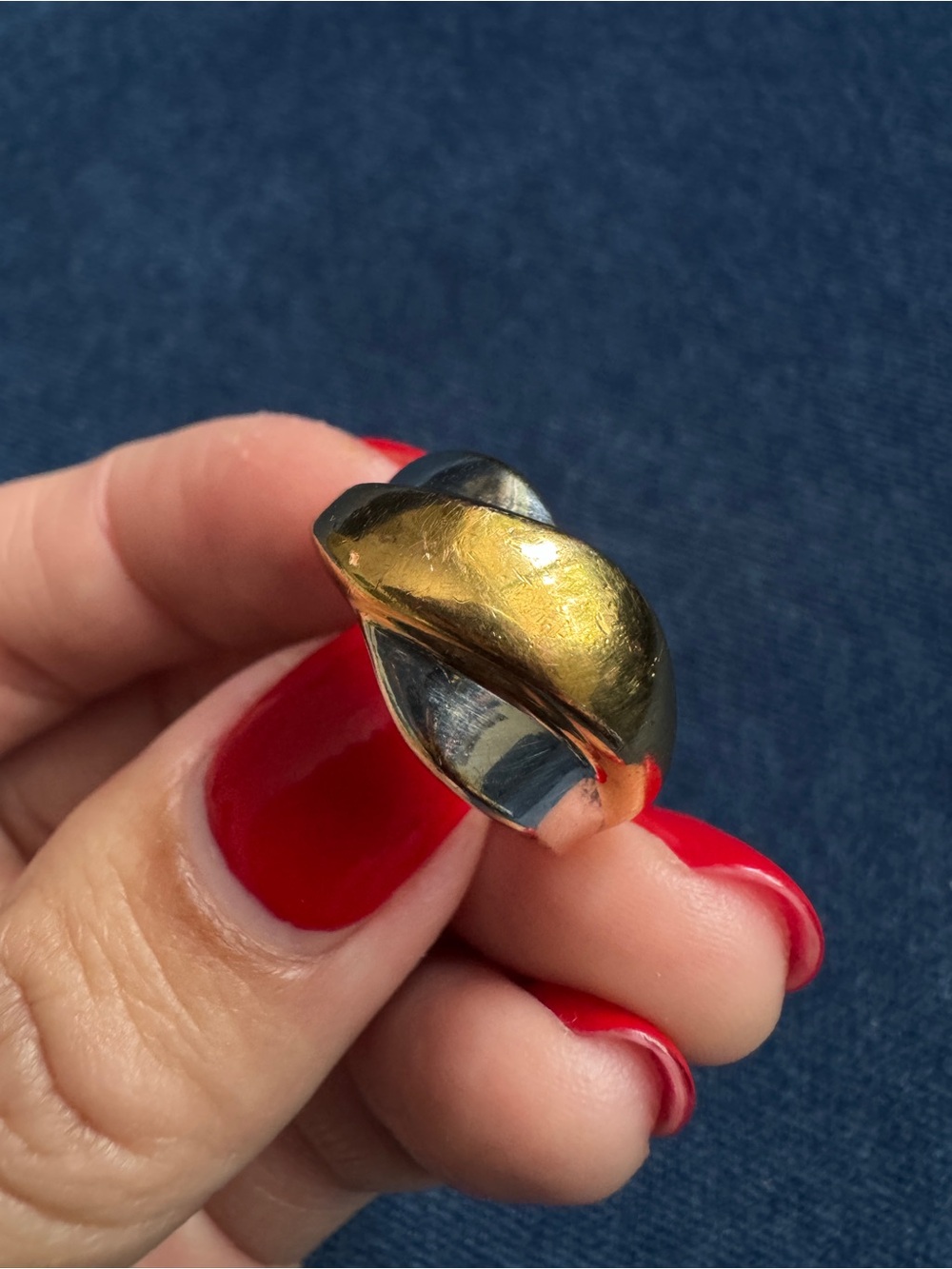 FAS 925 Sterling Silver two- tone Ring Size 6.5 - Picture 3 of 4